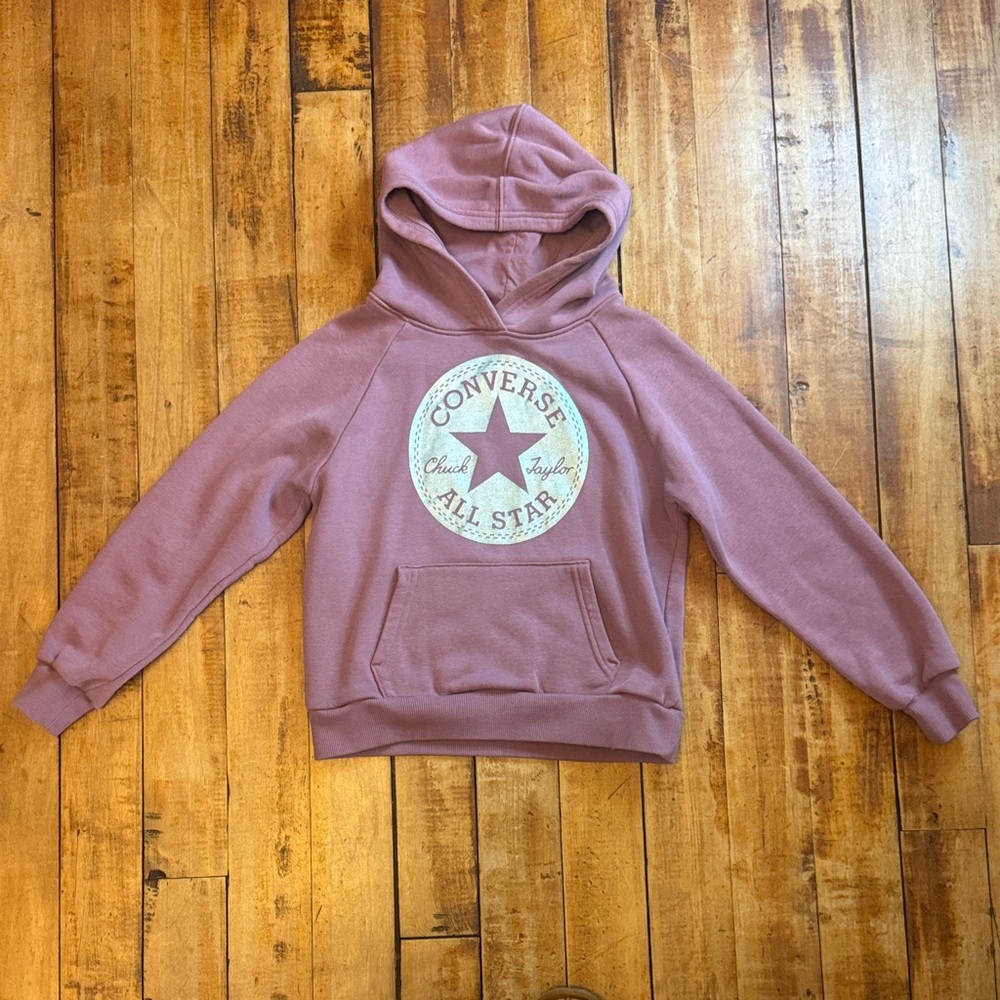 Converse Hoodie size 10 to 12 purple unisex chuck Taylor spring cotton
